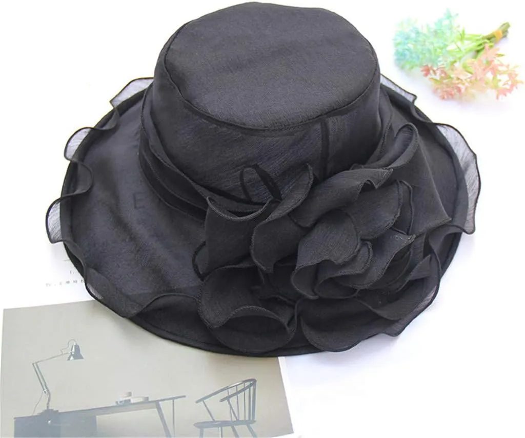 Women's Summer Sun Hat Wide Brim Bucket Hat Women Vintage Bowler Cloche Hat for Church, Wedding, Party Independence Day