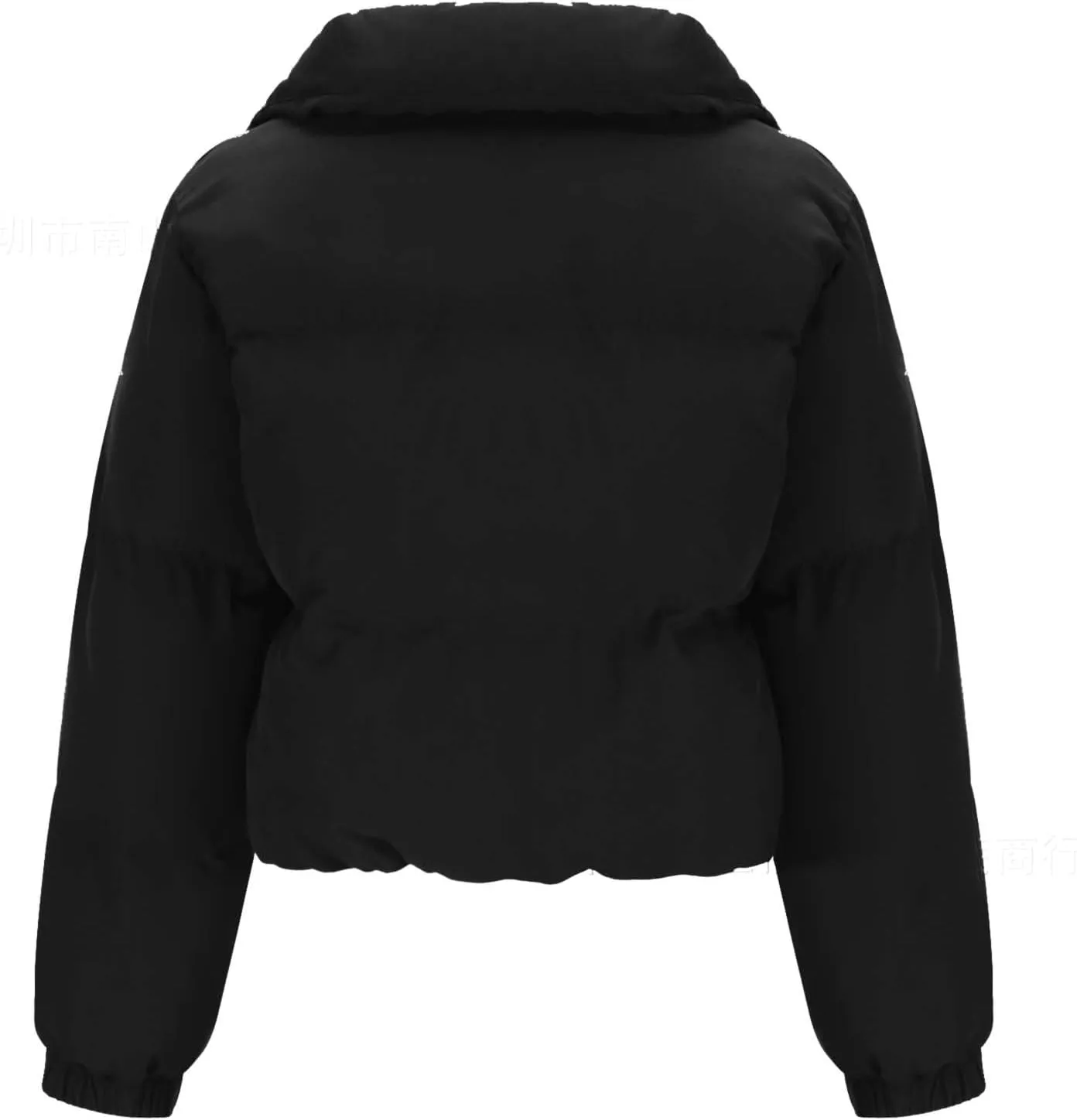 Women's Winter Oversized Cropped Puffer Jacket Long Sleeve Zip Up Short Down Coat Stand Collar Baggy Overcoat