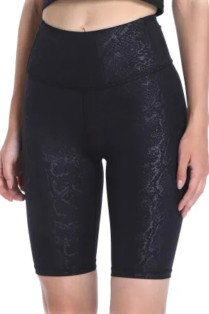 Women's Yoga Shorts Shiny High Waist Compression Pockets Tummy Control Running Volleyball Workout Shorts