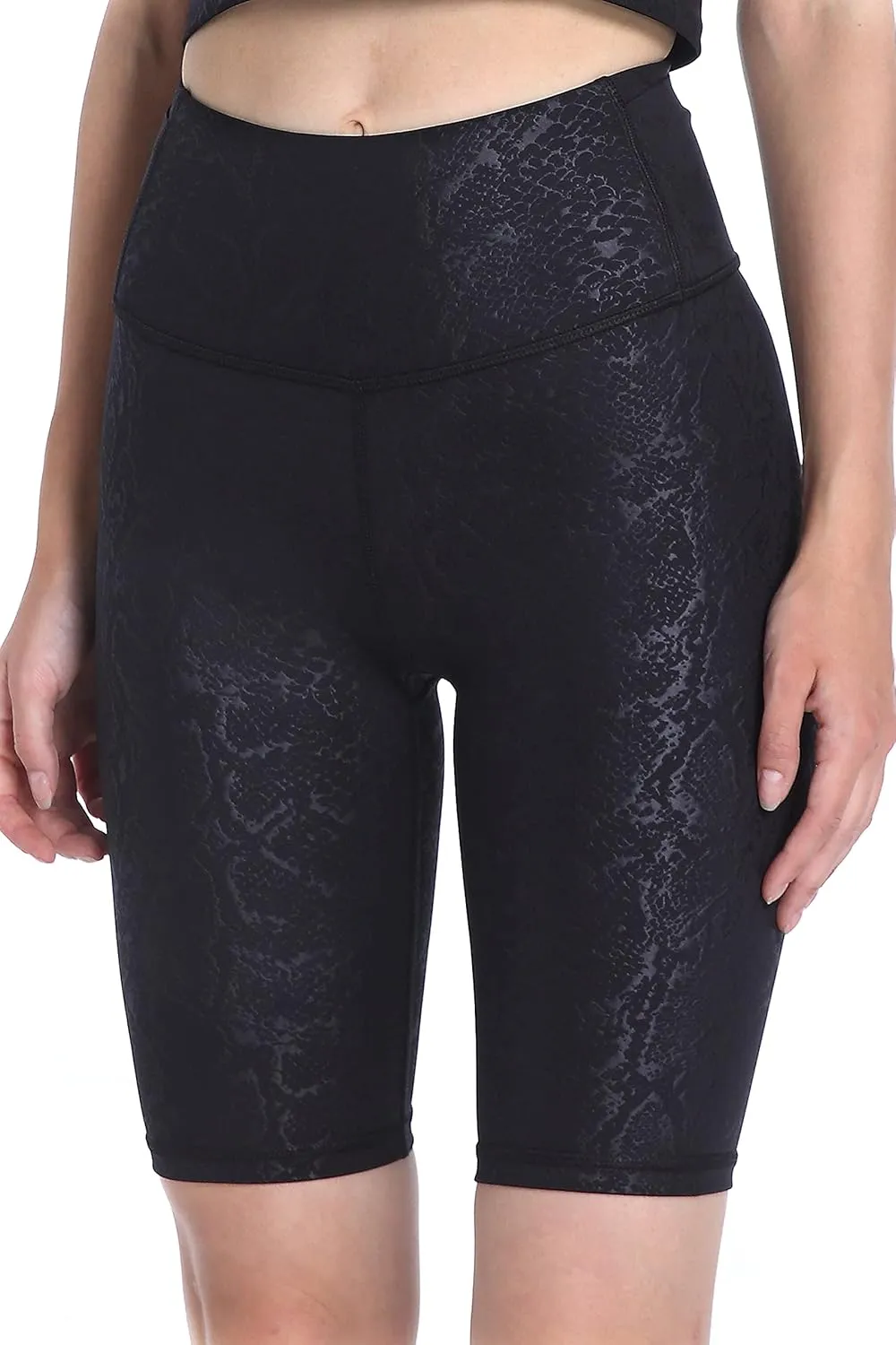 Women's Yoga Shorts Shiny High Waist Compression Pockets Tummy Control Running Volleyball Workout Shorts