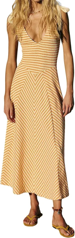Womne's Dresses A Line Striped Sexy Deep V Neck Sleeveless Maxi Dress Summer Beach Vacation The Waist 2025