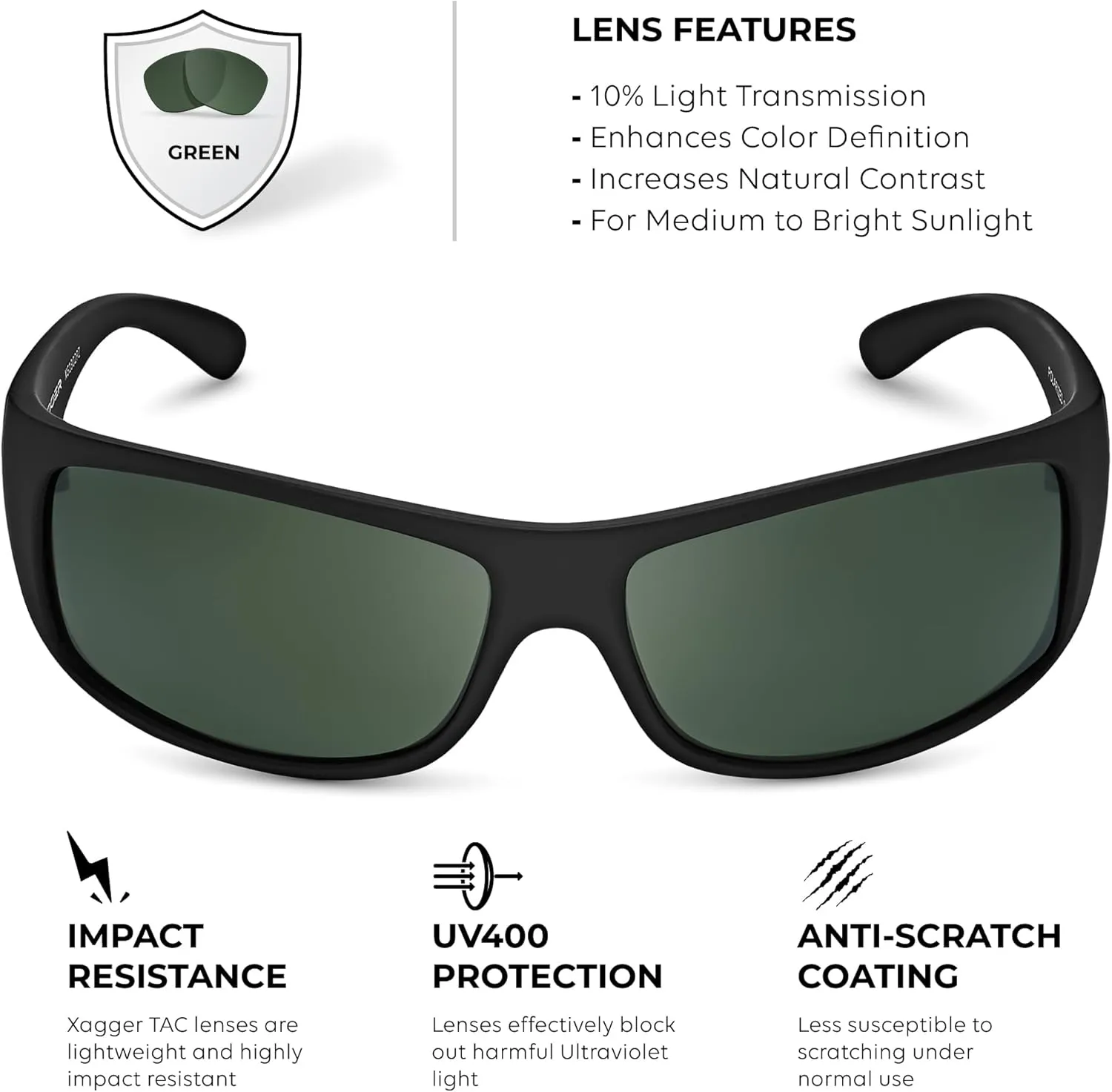 Xagger Sports Polarized Sunglasses for Men Wrap Around TR90 Frame Sun Glasses