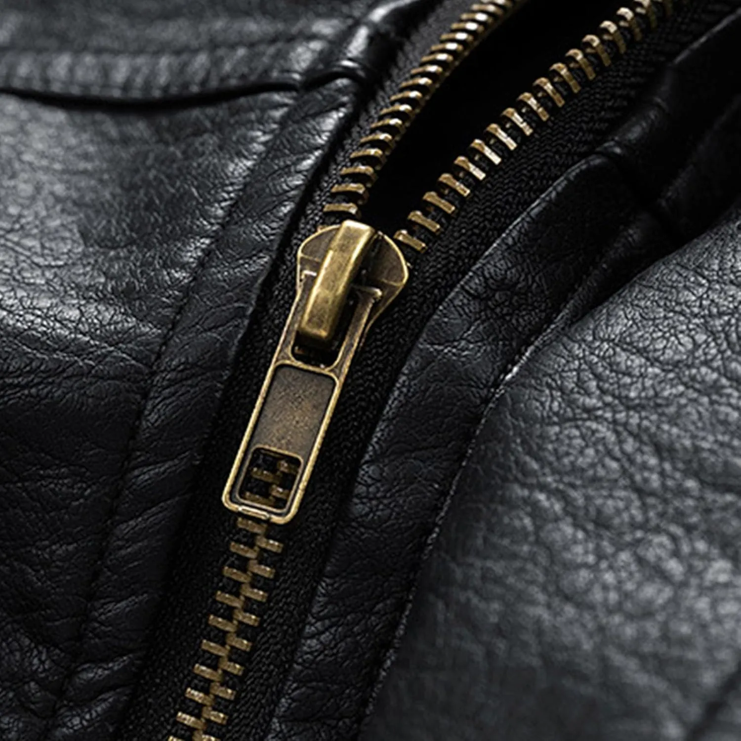 Xiaojmake Vintage Trucker Jacket Men Classic Fashion Motorcycle Coat Fleece Lined Bomber Jacket Stand Collar Leather Jacket