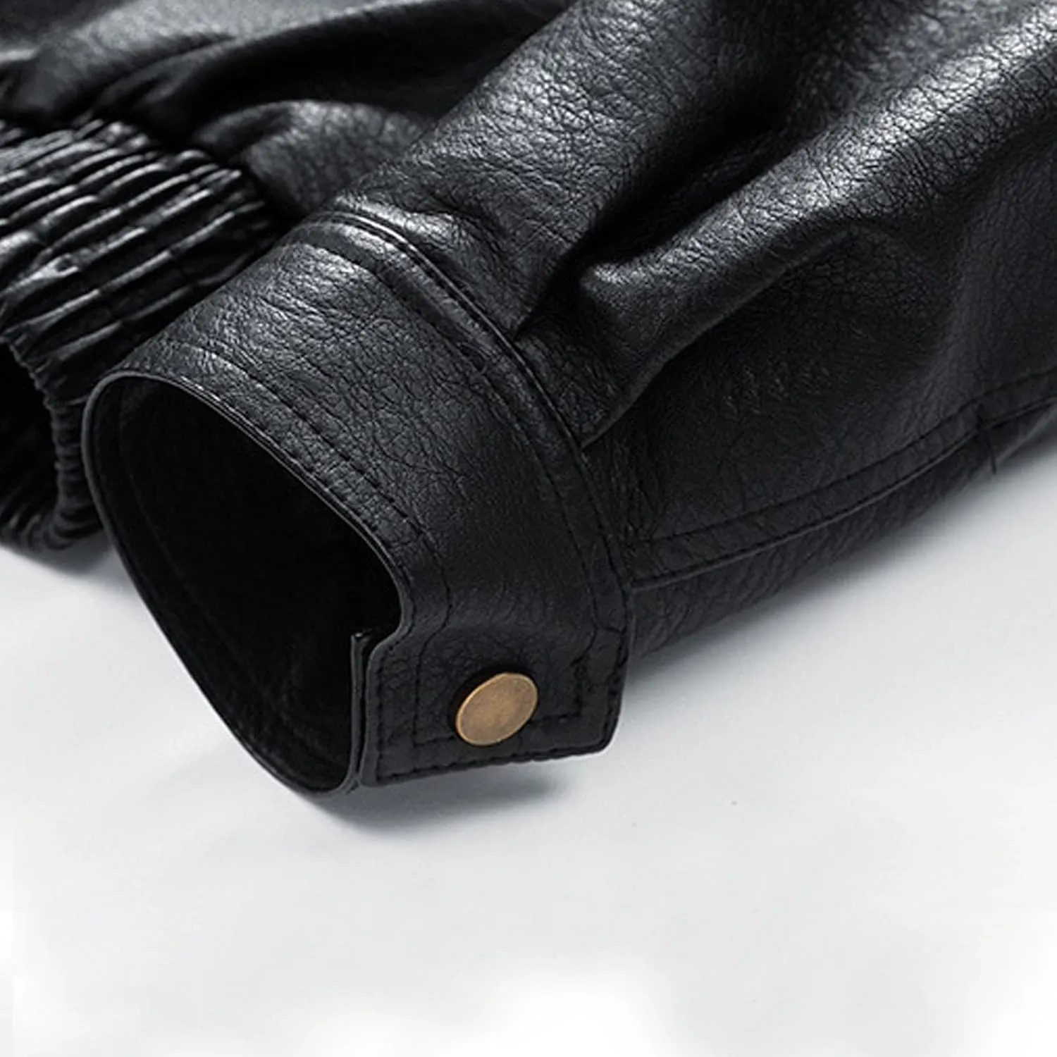 Xiaojmake Vintage Trucker Jacket Men Classic Fashion Motorcycle Coat Fleece Lined Bomber Jacket Stand Collar Leather Jacket
