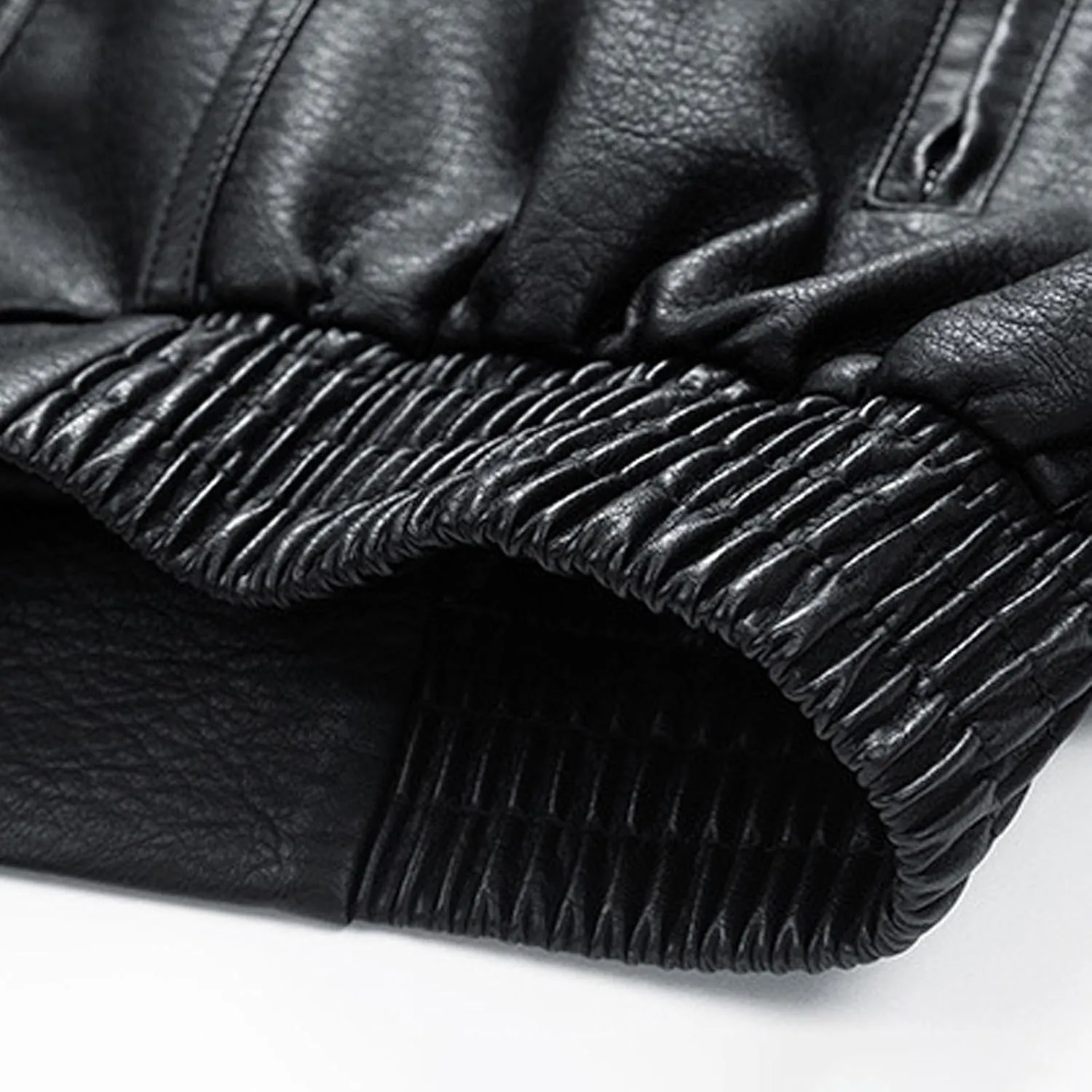 Xiaojmake Vintage Trucker Jacket Men Classic Fashion Motorcycle Coat Fleece Lined Bomber Jacket Stand Collar Leather Jacket