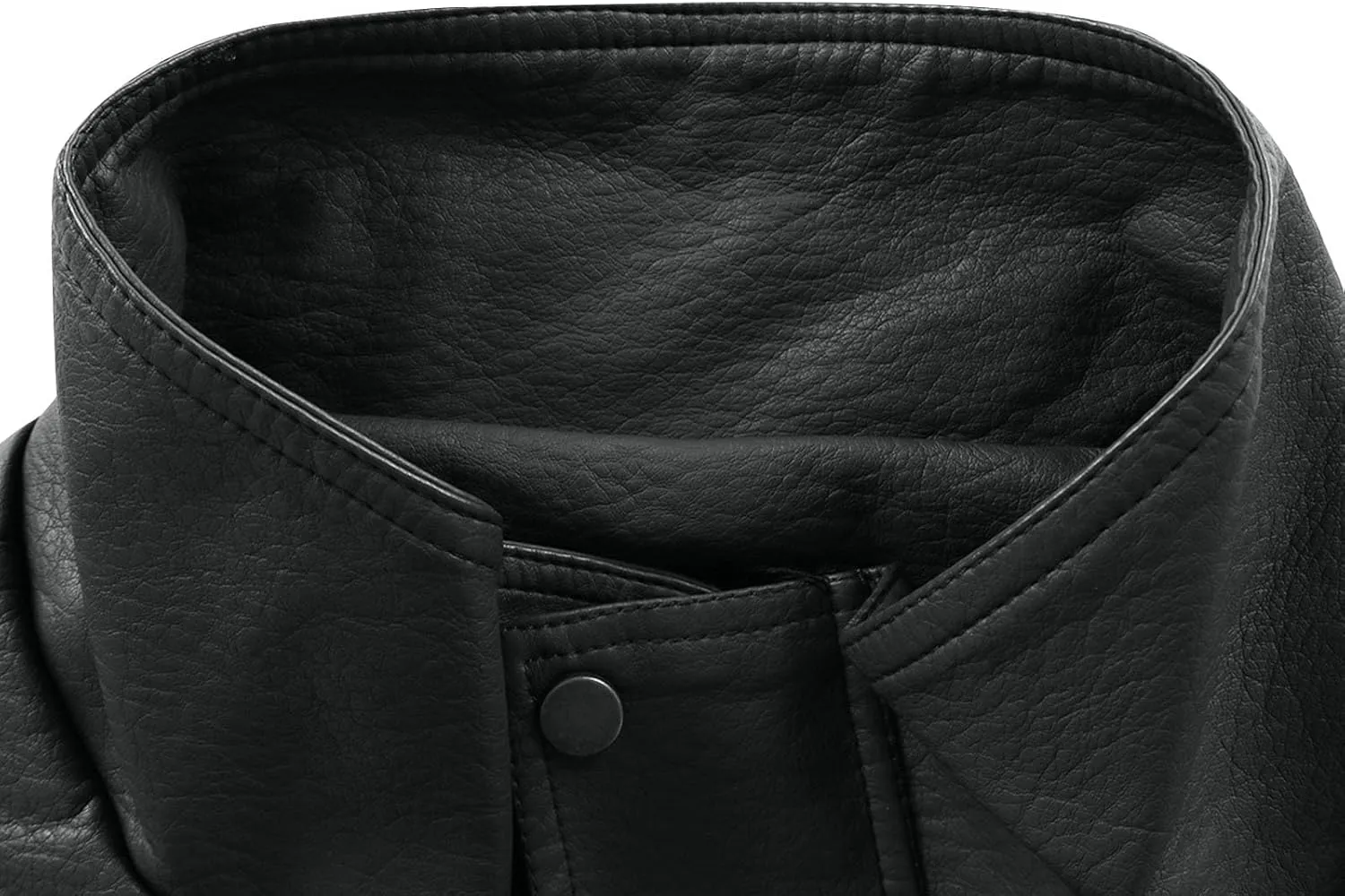 Xiaojmake Vintage Trucker Jacket Men Classic Fashion Motorcycle Coat Fleece Lined Bomber Jacket Stand Collar Leather Jacket