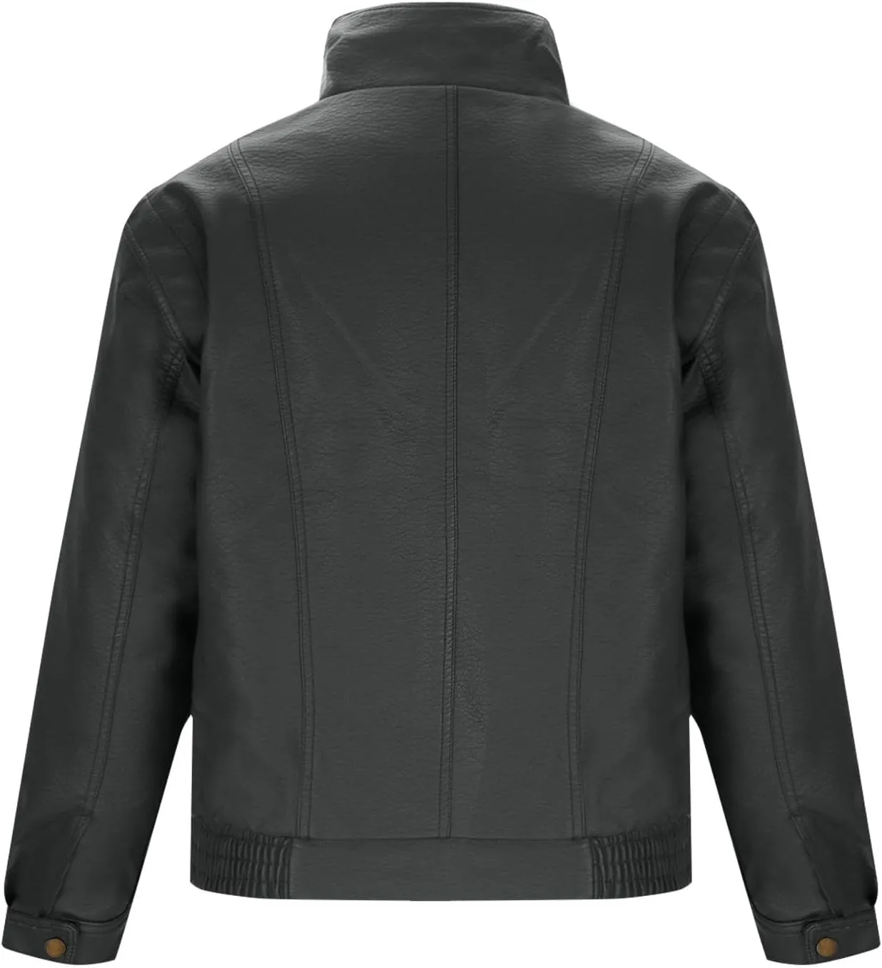 Xiaojmake Vintage Trucker Jacket Men Classic Fashion Motorcycle Coat Fleece Lined Bomber Jacket Stand Collar Leather Jacket