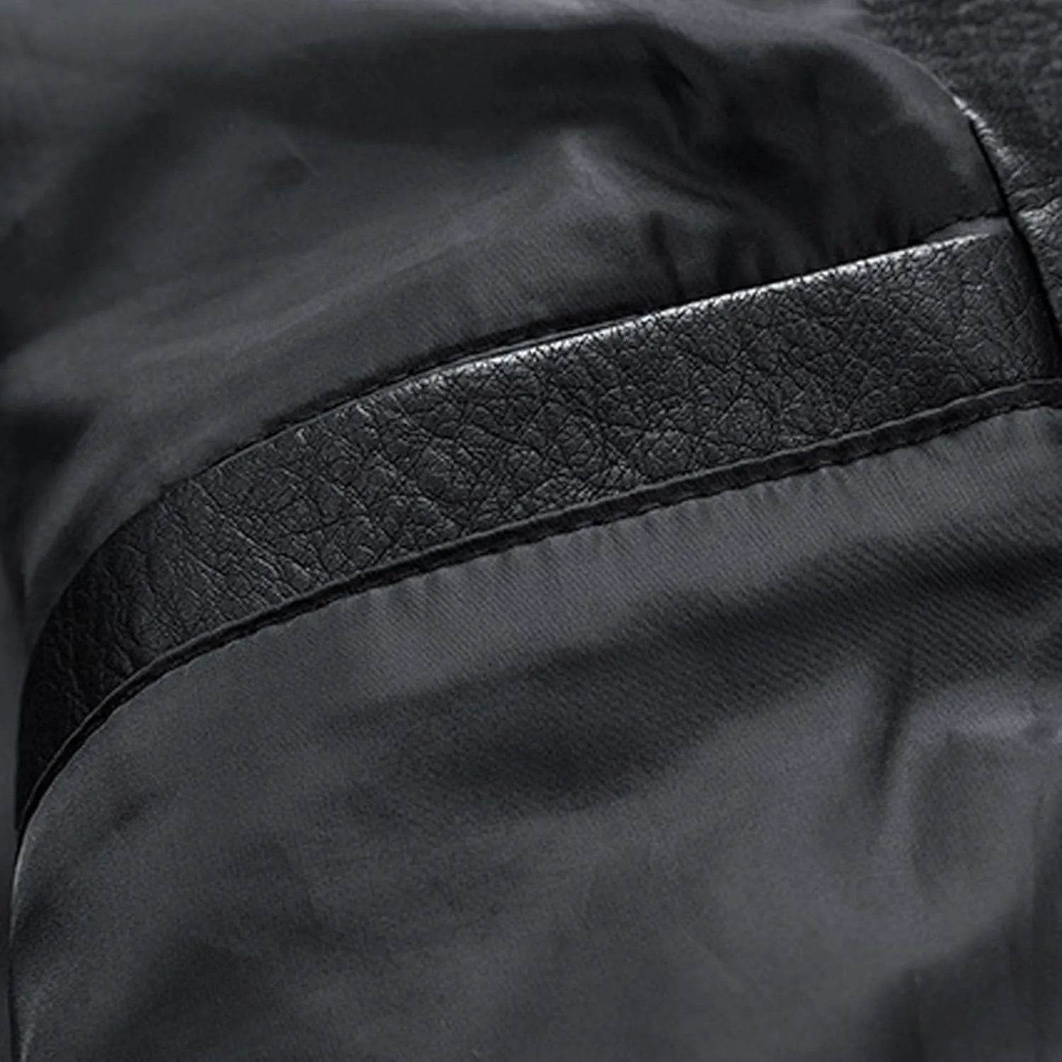 Xiaojmake Vintage Trucker Jacket Men Classic Fashion Motorcycle Coat Fleece Lined Bomber Jacket Stand Collar Leather Jacket