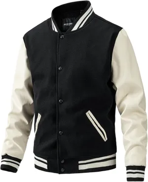 Ymosrh Men's Lightweight Jacket Fashion Varsity Jacket Causal Slim Fit Letterman Baseball Bomber Jackets, L-3XL