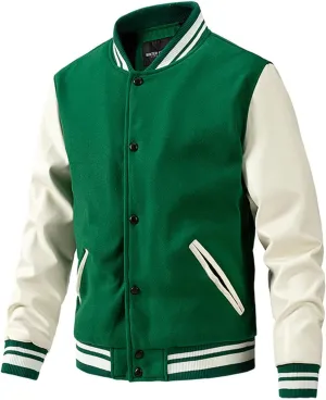 Ymosrh Men's Lightweight Jacket Fashion Varsity Jacket Causal Slim Fit Letterman Baseball Bomber Jackets, L-3XL