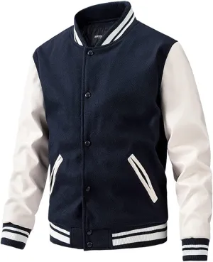 Ymosrh Men's Lightweight Jacket Fashion Varsity Jacket Causal Slim Fit Letterman Baseball Bomber Jackets, L-3XL