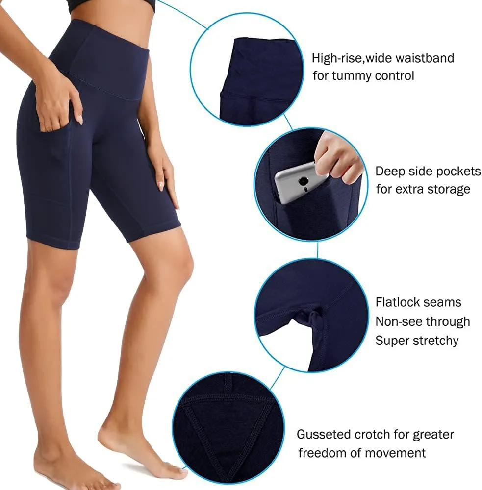Yoga Shorts for Women High Waist Biker Shorts with Pockets Workout Athletic Running Short
