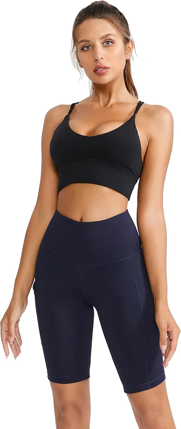 Yoga Shorts for Women High Waist Biker Shorts with Pockets Workout Athletic Running Short