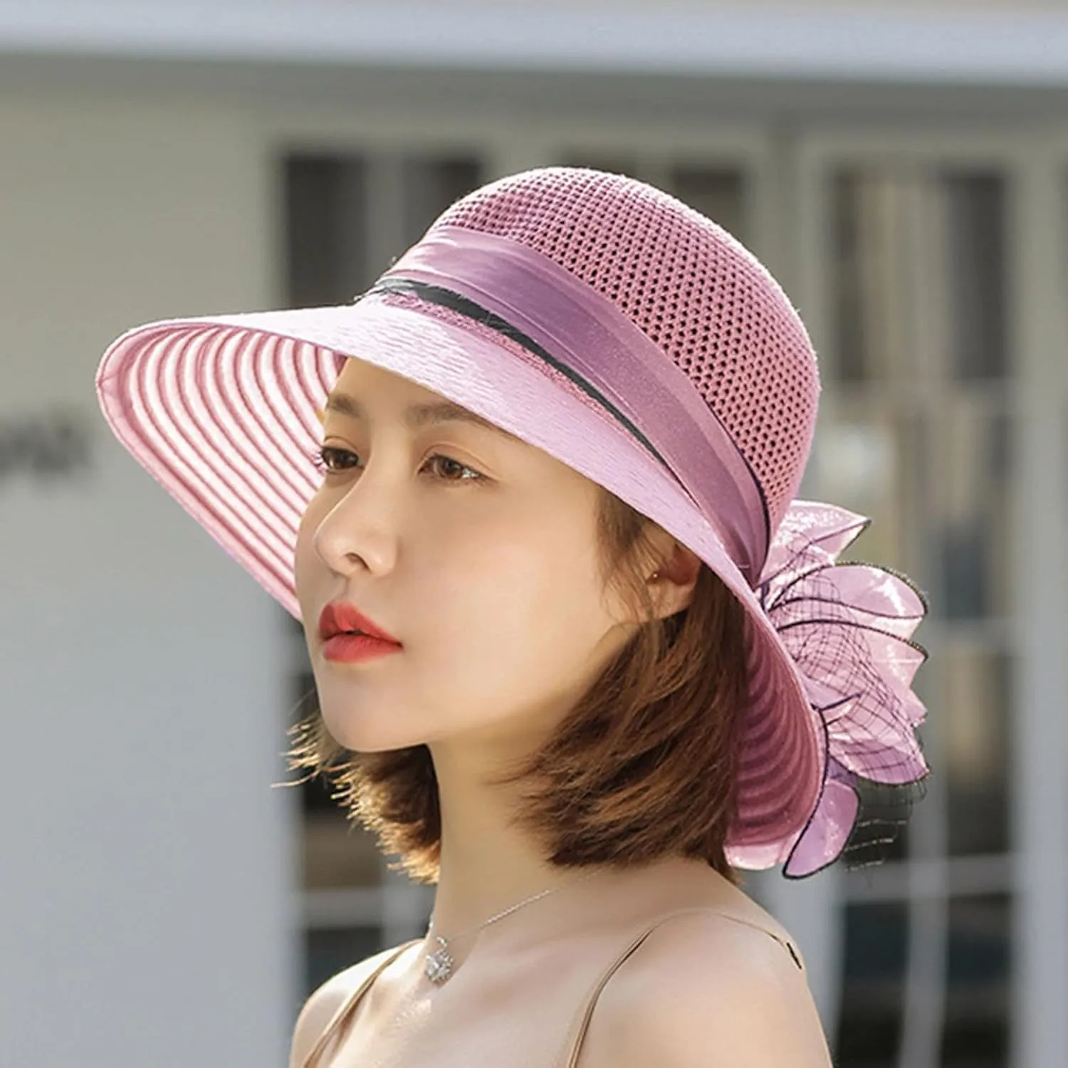YOLAI Church Hats for Women Fashionable 2024 Hats 1950S 20S with Rhinestone Wide Brim