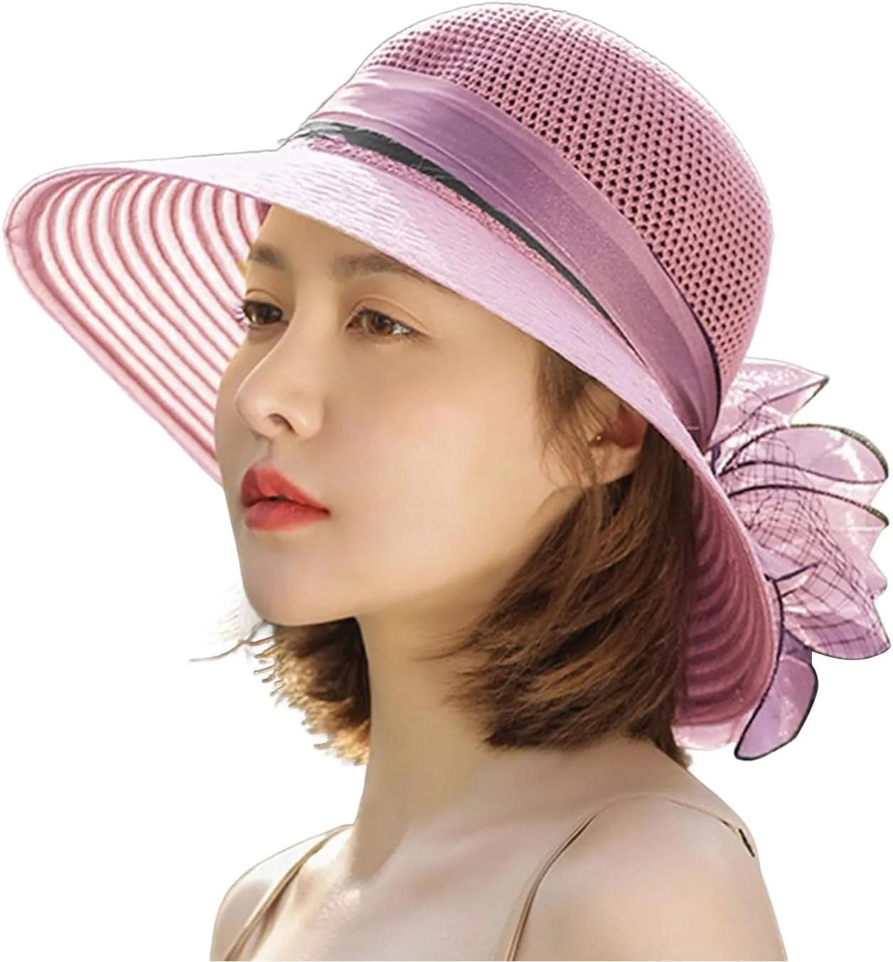YOLAI Church Hats for Women Fashionable 2024 Hats 1950S 20S with Rhinestone Wide Brim