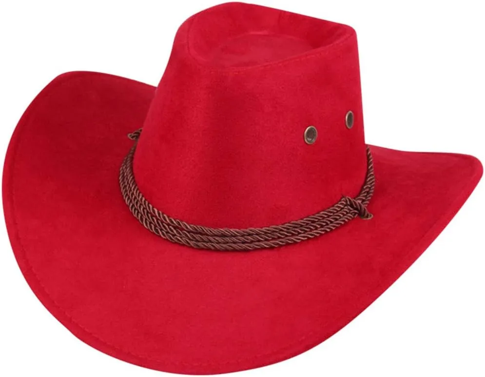 YOLAI Funky Cowboy Hats for Women Cowgir𝐥 Fel𝐭 Fedora Western Classic Decoration Adult Western Suede Hat