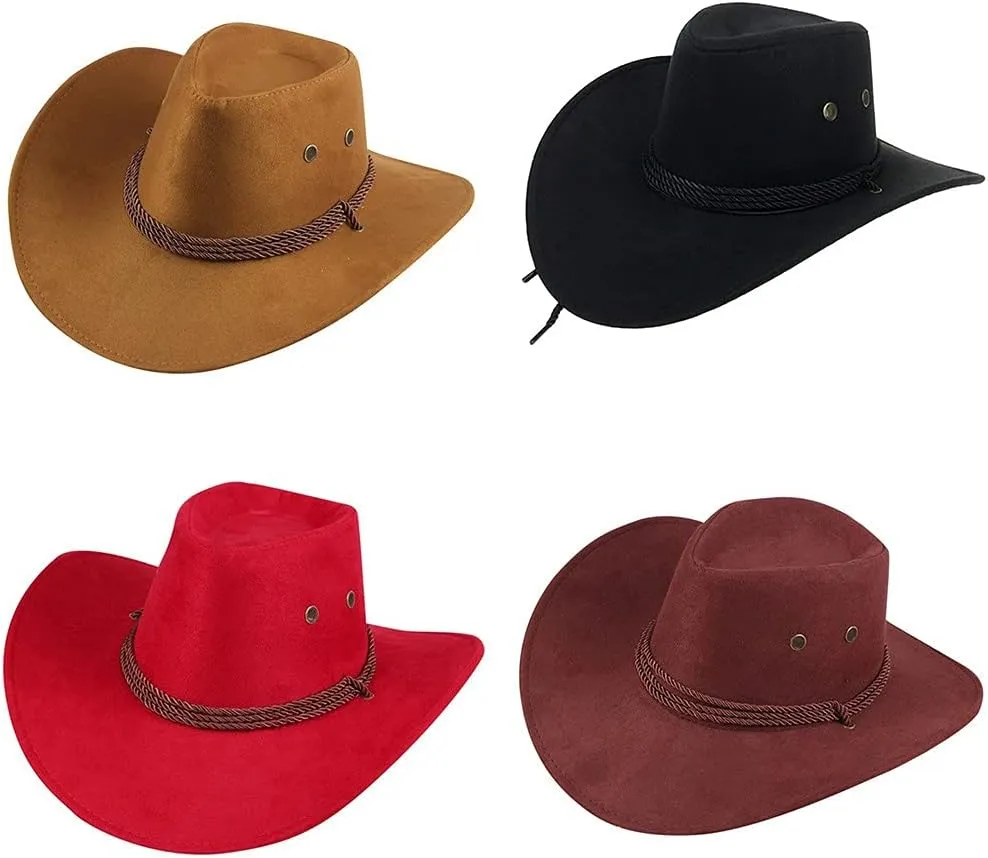 YOLAI Funky Cowboy Hats for Women Cowgir𝐥 Fel𝐭 Fedora Western Classic Decoration Adult Western Suede Hat
