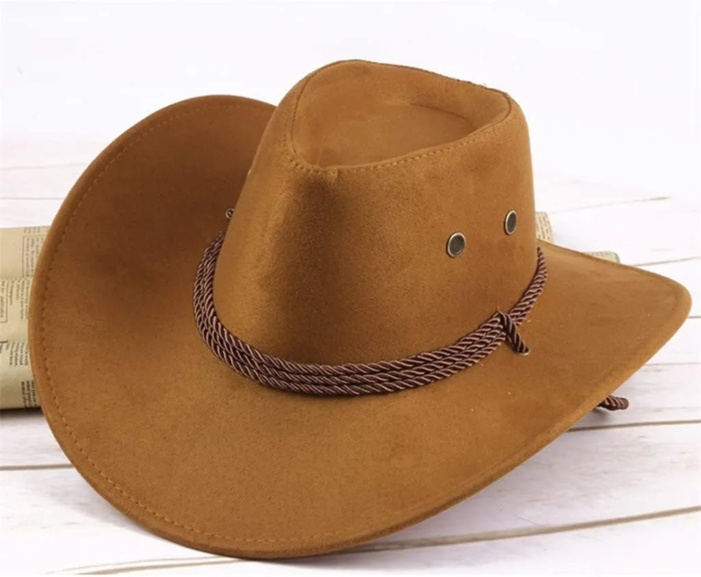 YOLAI Funky Cowboy Hats for Women Cowgir𝐥 Fel𝐭 Fedora Western Classic Decoration Adult Western Suede Hat