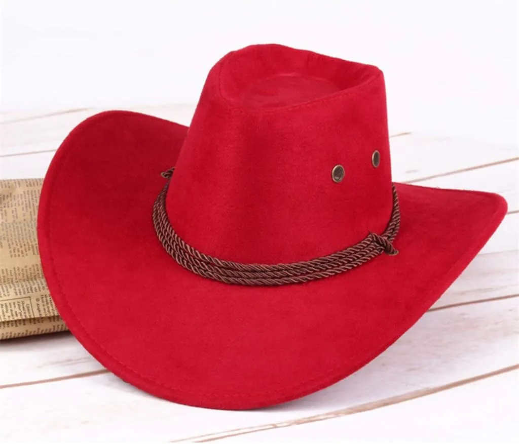 YOLAI Funky Cowboy Hats for Women Cowgir𝐥 Fel𝐭 Fedora Western Classic Decoration Adult Western Suede Hat