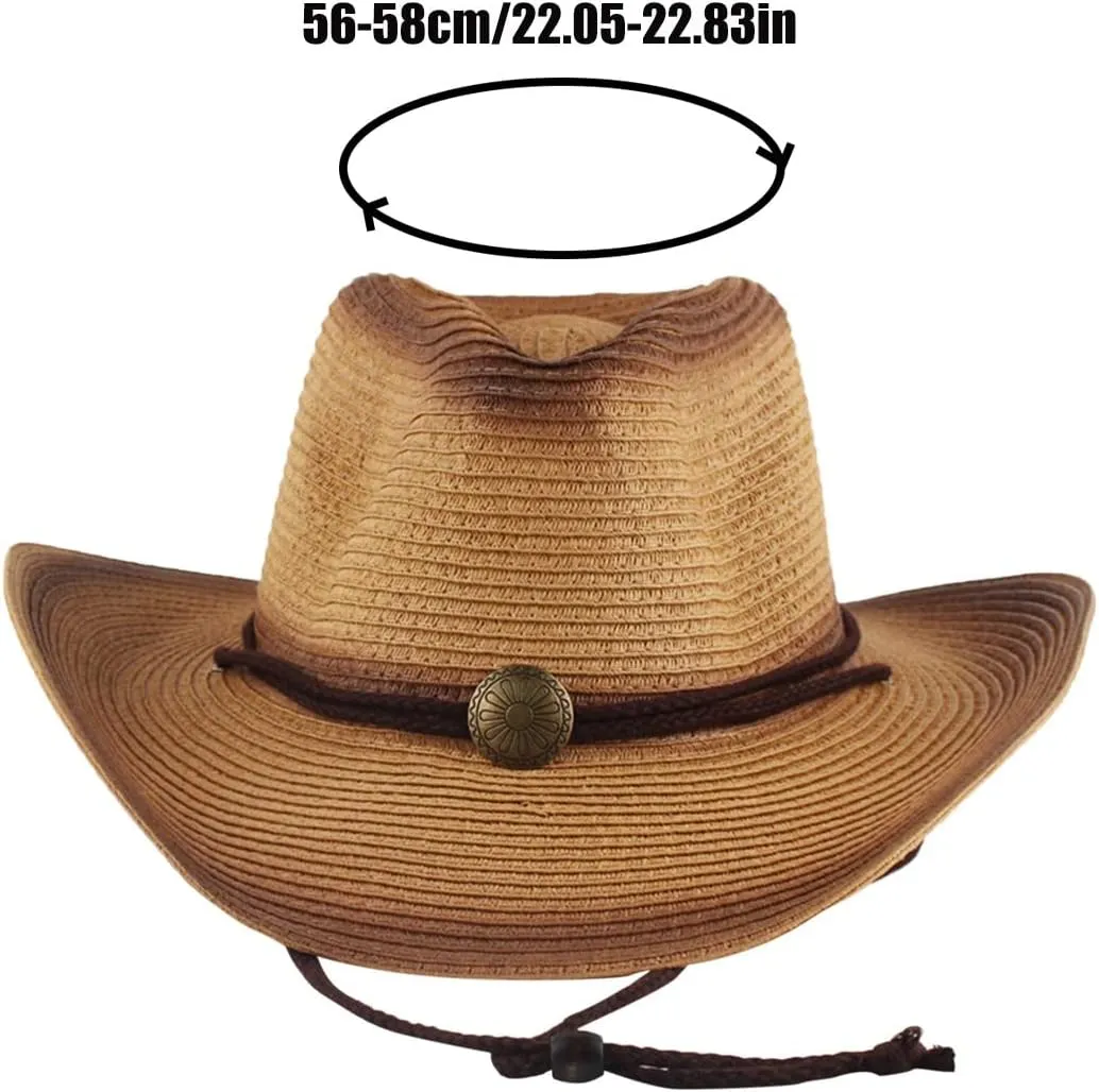 YOLAI Stra𝐰 Cowboy Cowgir𝐥 Hat for Men Women Shapeable Brim Sun Hat Western Hats for Fishing Beach Hiking