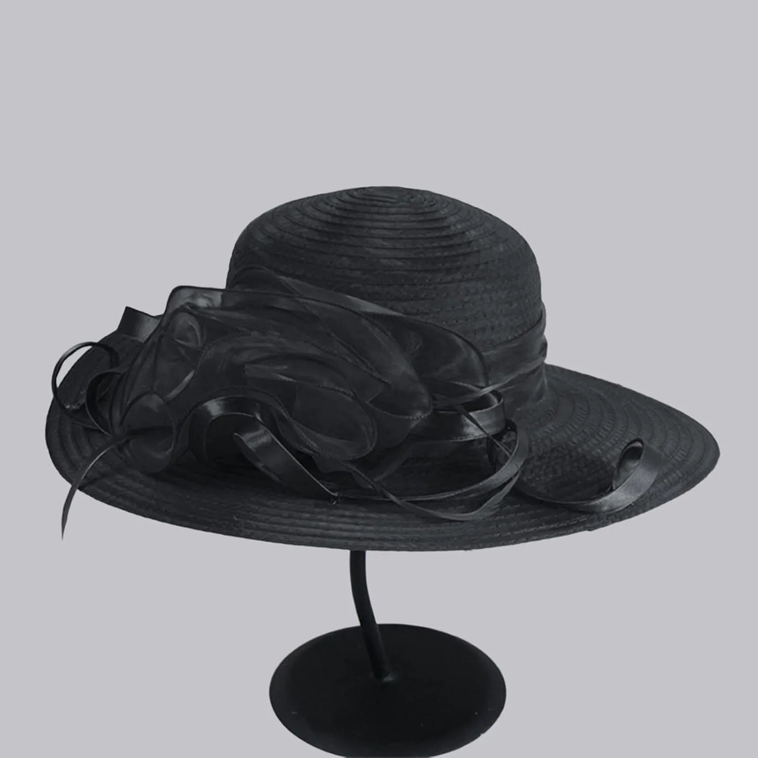 YOLAI Wide Brim Summer Hat for Women Lady Tea Party Fascinators Cap Church Wedding Cap with Flower