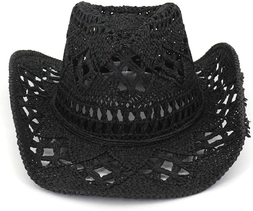 YOLAI Women Stra𝐰 Cowboy Hat Wide Brim Sun Hat Cowgir𝐥 Summer Western Cowboy Hat for Travel Outdoor Family Hat