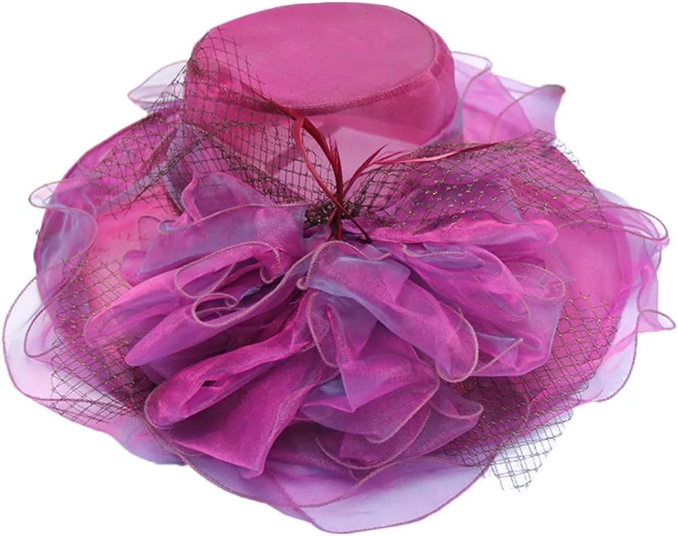 YOLAI Women's Organza Church Fascinator Bridal Tea Party Wedding Hat Beach Hats for Women