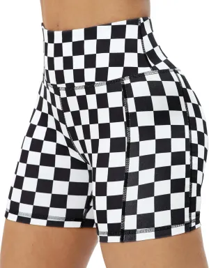 ZLLW Women's High Waist Cute Print Workout Yoga Shorts, 5 inch Squat Proof Biker Shorts Stretch Athletic Running Shorts