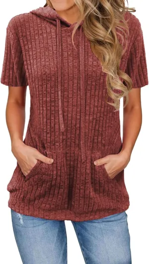 ZWRXW Womens Summer Tops Short Sleeve Cable Knit Sweater Tops Lightweight Fashion Comfortable Hoodies Casual T Shirts Tunics